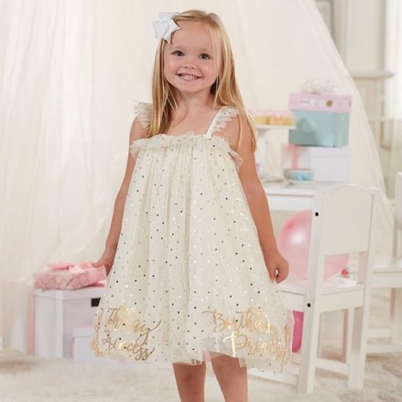 Mud Pie birthday princess dress gold ivory 12m-5T - Picture 2 of 4